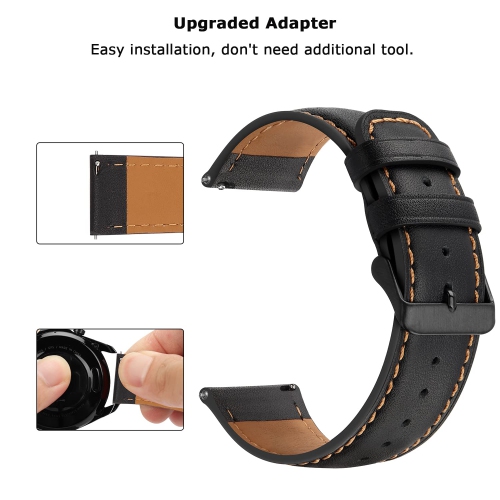 Tasikar 20mm Leather Bands Compatible with Samsung Galaxy Watch 4/Watch 5/Watch 5 Pro Band, Premium Genuine Leather Replacement Bracelet Strap