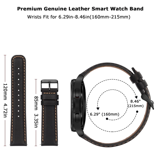 Tasikar 20mm Leather Bands Compatible with Samsung Galaxy Watch 4/Watch 5/Watch 5 Pro Band, Premium Genuine Leather Replacement Bracelet Strap