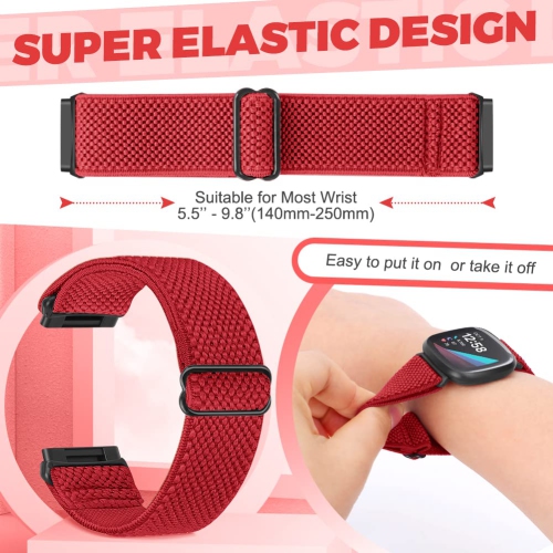 Enkic Adjustable Elastic Watch Bands Compatible with Fitbit Versa 4/Fitbit Versa 3/Fitbit Sense 2/Fitbit Sense Bands for Men Women, 6 Pack Soft Nylon