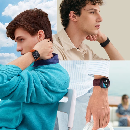 Enkic Adjustable Elastic Watch Bands Compatible with Fitbit Versa 4/Fitbit Versa 3/Fitbit Sense 2/Fitbit Sense Bands for Men Women, 6 Pack Soft Nylon