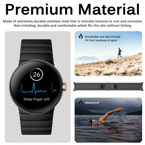 Miimall compatible avec le bracelet pour montre Pixel de Google, femmes, acier inoxydable, bracelet remplacement fermoir papillon pour Pixel de Google