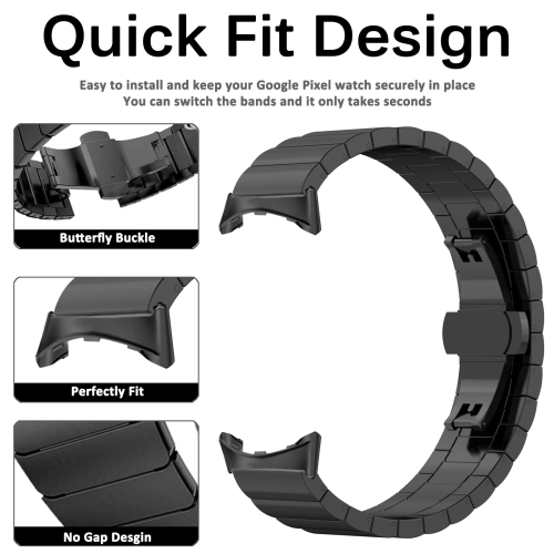 Miimall compatible avec le bracelet pour montre Pixel de Google, femmes, acier inoxydable, bracelet remplacement fermoir papillon pour Pixel de Google