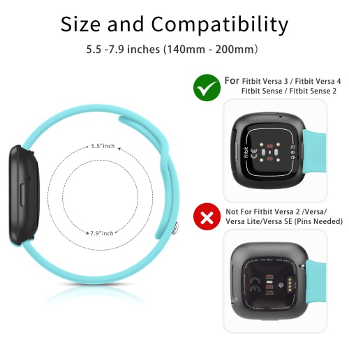 4 Pack Silicone Bands Compatible with Fitbit Versa 4 Bands & Fitbit Sense 2 Bands for Women Men, Soft Straps Replacement Wristbands for Fitbit Versa