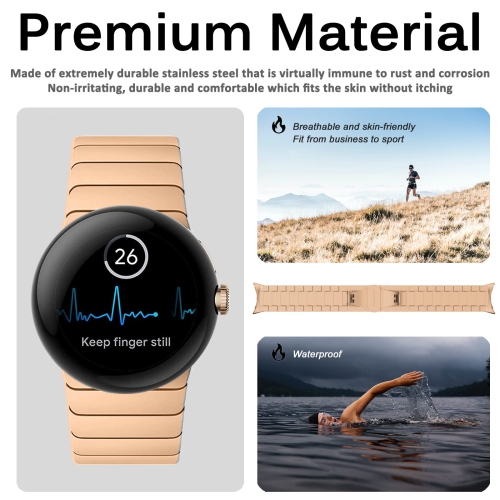 Miimall Compatible with Google Pixel Watch Band Men Women, Stainless Steel Metal with Butterfly Clasp Replacement Bracelet Strap for Google Pixel