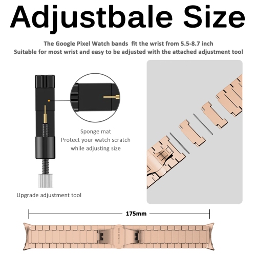 Miimall Compatible with Google Pixel Watch Band Men Women, Stainless Steel Metal with Butterfly Clasp Replacement Bracelet Strap for Google Pixel