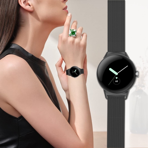 Kakurookie Compatible for Google Pixel Smart Watch Bands Women Men, Stainless Steel Magnetic Metal Strap Quick Release Replacement Wristband Bracelet