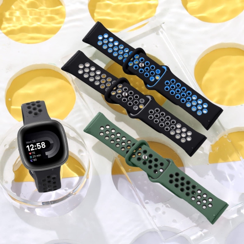 4 Pack Sport Band Compatible for Fitbit Versa 3/Versa 4/ Fitbit Sense/ Sense 2 Bands Women Men, Soft Wristband Replacement Accessories for Fitbit