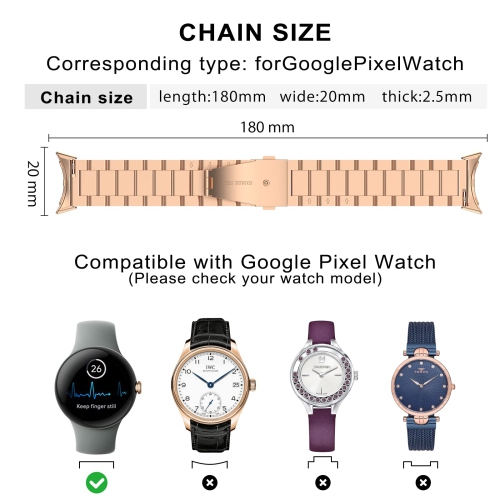 Compatible avec le bracelet de montre Pixel de Google et le bracelet sport en acier inoxydable pour la montre Pixel de Google