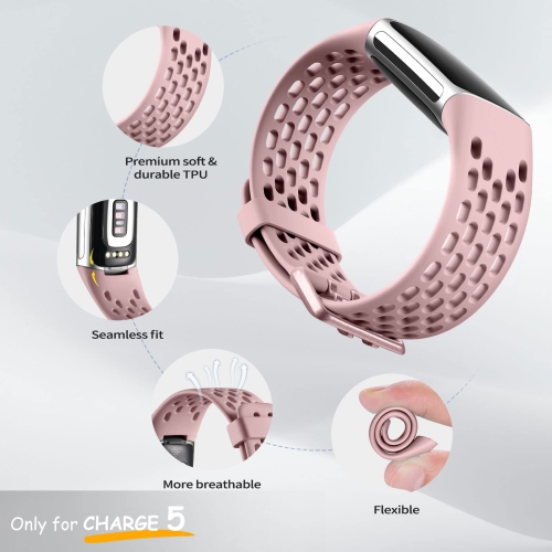 Bracelets rechange pour femmes, bracelet respirant et étanche charge 5 Fitbit pour accessoires moniteur d’activité charge 5, paq. 3