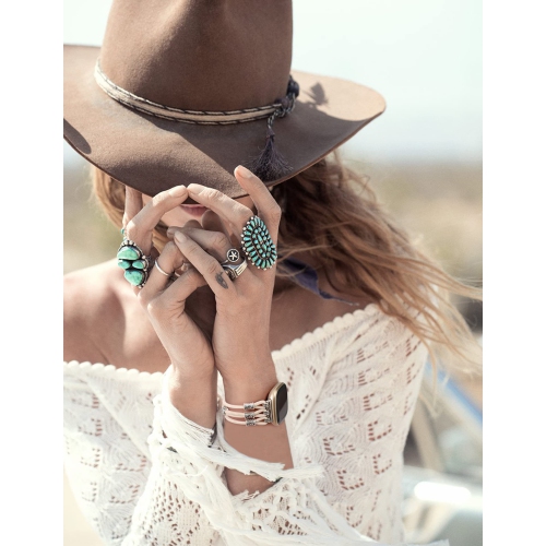 Handmade Boho Strap Compatible with Fitbit Sense Bands/Sense 2/Versa 3/Versa 4 Bands Women, Elastic Nylon Wristbands Stylish Solo Loop Bracelet for