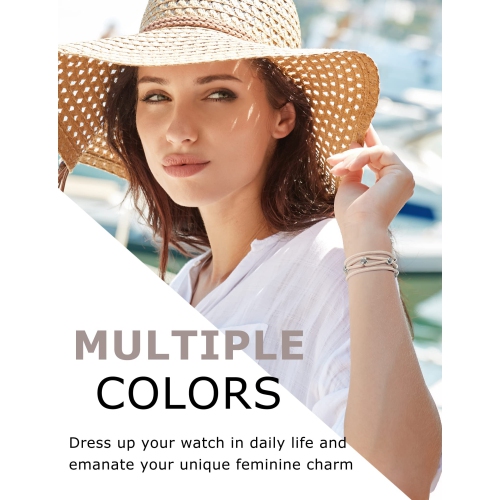 Handmade Boho Strap Compatible with Fitbit Sense Bands/Sense 2/Versa 3/Versa 4 Bands Women, Elastic Nylon Wristbands Stylish Solo Loop Bracelet for