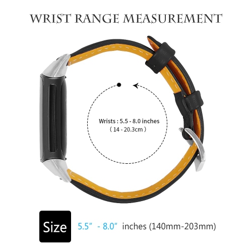 Fitbit Charge 5 Leather Band Women Men, Classic Genuine Leather Wristband Adjustable Bracelet Sport Straps for Charge 5 Accessories