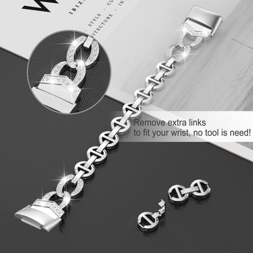 Fitbit Charge 5 Bands, Adjustable Metal Straps Bling Bracelet Dressy Wristbands Cute Accessories Replacement Bands for Fitbit Charge 5 Bands for