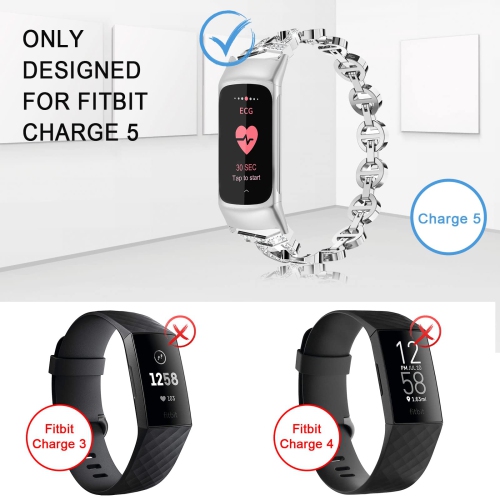Fitbit Charge 5 Bands, Adjustable Metal Straps Bling Bracelet Dressy Wristbands Cute Accessories Replacement Bands for Fitbit Charge 5 Bands for
