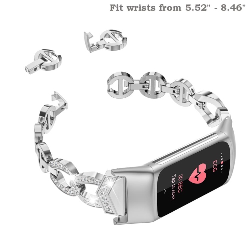 Fitbit Charge 5 Bands, Adjustable Metal Straps Bling Bracelet Dressy Wristbands Cute Accessories Replacement Bands for Fitbit Charge 5 Bands for