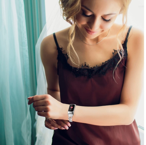 Fitbit Charge 5 Bands, Adjustable Metal Straps Bling Bracelet Dressy Wristbands Cute Accessories Replacement Bands for Fitbit Charge 5 Bands for