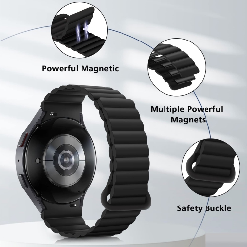 HITZEE Bands Compatible with Samsung Galaxy Watch 4 Band 40mm 44mm Galaxy Watch 5, 20mm Silicone Magnetic Loop Sport Strap Bracelet for Galaxy