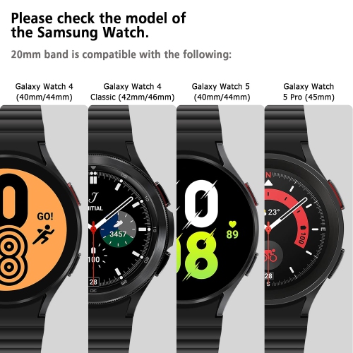 HITZEE Bands Compatible with Samsung Galaxy Watch 4 Band 40mm 44mm Galaxy Watch 5, 20mm Silicone Magnetic Loop Sport Strap Bracelet for Galaxy