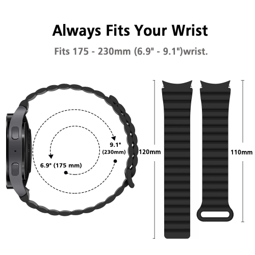 HITZEE Bands Compatible with Samsung Galaxy Watch 4 Band 40mm 44mm Galaxy Watch 5, 20mm Silicone Magnetic Loop Sport Strap Bracelet for Galaxy