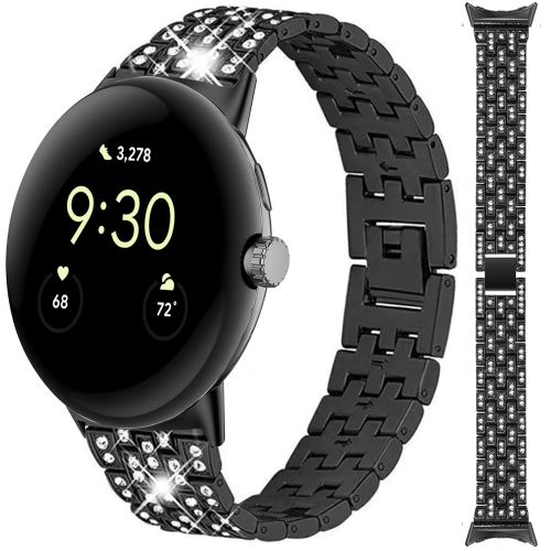 Miimall Compatible with Google Pixel Watch Band, Bling Diamond Rhinestone Stainless Steel Metal Replacement Strap Wristband for Google Pixel Watch