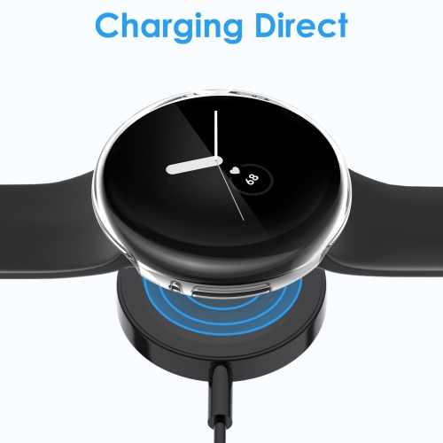 NANW 4-Pack Screen Protector Compatible with Google Pixel Watch, Soft TPU Rugged Bumper Case Cover All-Around Protective Plated Bumper Shell