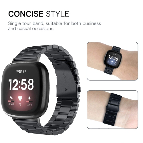 Fitbit Versa 3 bands/Versa 4 band/Fitbit Sense/Sense 2 Metal Solid Stainless Steel Replacement Bracelet Wristband for Fitbit Versa 3/4 & Fitbit