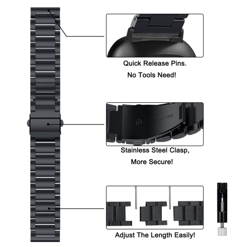 Fitbit Versa 3 bands/Versa 4 band/Fitbit Sense/Sense 2 Metal Solid Stainless Steel Replacement Bracelet Wristband for Fitbit Versa 3/4 & Fitbit