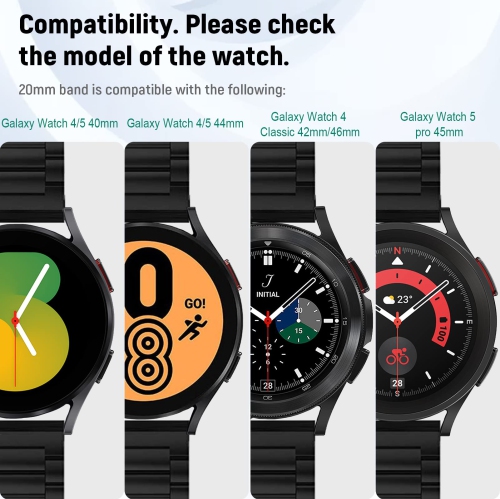 SPGUARD Galaxy Watch 5 Band 40mm/44mm/Pro 45mm&Galaxy Watch 4 Band 40mm/44mm/Watch 4 Classic 42mm/46mm Stainless Steel Metal 20mm Bands Compatible