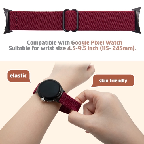 2 Pack Stretchy Nylon Compatible with Google Pixel Watch Band for Women Men, Elastic Soft Braided Sport Bands Accessories Strap Replacement for