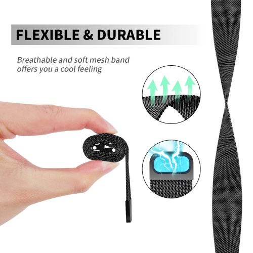 BESIOFO Compatible for Google Pixel Watch Bands with Screen Protector Case,Stainless Steel Mesh Sport Milanese Loop Adjustable No Gap Bracelet for