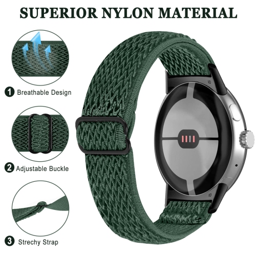 Bracelet en nylon élastique pour Pixel Watch 2 de Google, bracelet sport souple ajustable, bracelet tissé perméable à l'air pour hommes et femmes –