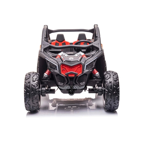 KidsVIP Kids Ride On Can-Am Maverick RS UTV 2x24V Battery Powered Off Road Buggy: Rubber Wheels, 2 Leather Seats, 4x4 AWD, Music Player, Remote