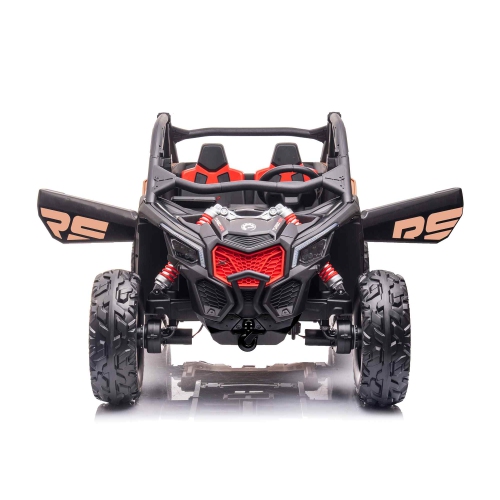 KidsVIP Kids Ride On Can-Am Maverick RS UTV 2x24V Battery Powered Off Road Buggy: Rubber Wheels, 2 Leather Seats, 4x4 AWD, Music Player, Remote