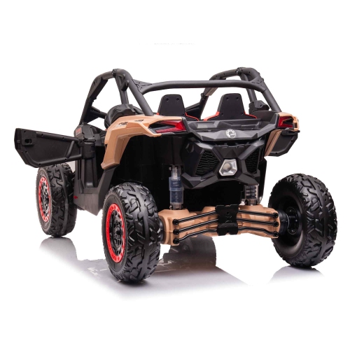 KidsVIP Kids Ride On Can-Am Maverick RS UTV 2x24V Battery Powered Off Road Buggy: Rubber Wheels, 2 Leather Seats, 4x4 AWD, Music Player, Remote