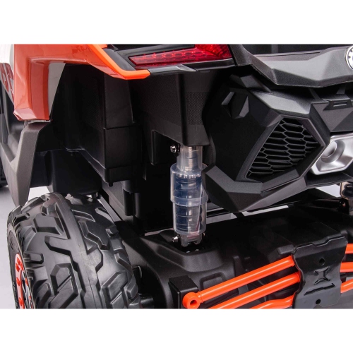 KidsVIP Kids Ride On Can-Am Maverick RS UTV 2x24V Battery Powered Off Road Buggy: Rubber Wheels, 2 Leather Seats, 4x4 AWD, Music Player, Remote