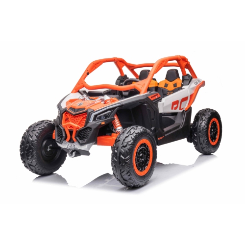 KidsVIP Kids Ride On Can-Am Maverick RS UTV 2x24V Battery Powered Off Road Buggy: Rubber Wheels, 2 Leather Seats, 4x4 AWD, Music Player, Remote