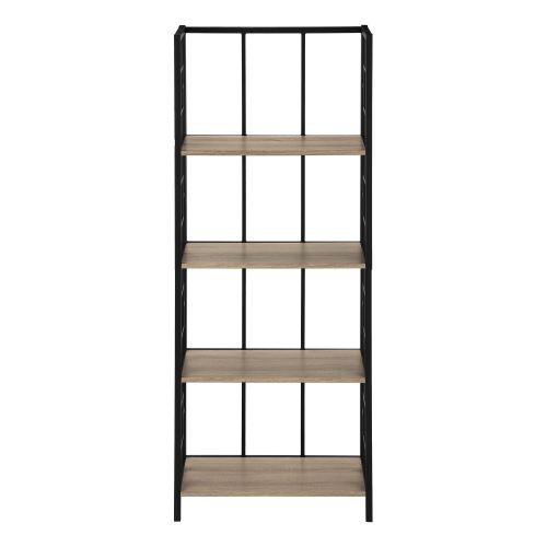 Myne Decor Bookshelf, Bookcase, Etagere, 4 Tier, 62"H, Office, Bedroom, Metal, Laminate, Brown