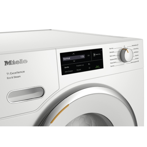 Miele Eco & Steam Heat-Pump Dryer Machine with Miele@home and SteamFinish - TXI680 WP Lotus White