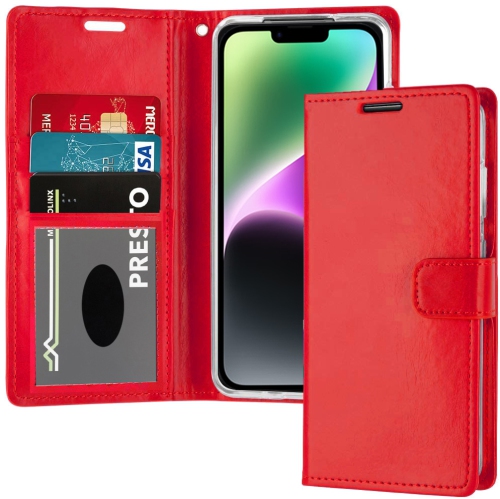 XCRS  Folio Magnetic Wallet Cover, Pu Leather Pouch With Card Slot And Stand Case for Iphone 14 (6.1 Inches)