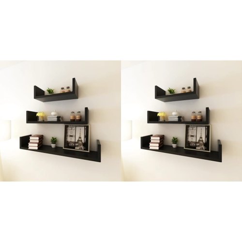 VIDAXL  Wall Shelves 6 PCs Black