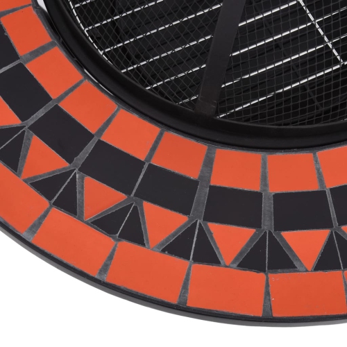 vidaXL Mosaic Fire Pit Table Terracotta and White 26.8" Ceramic