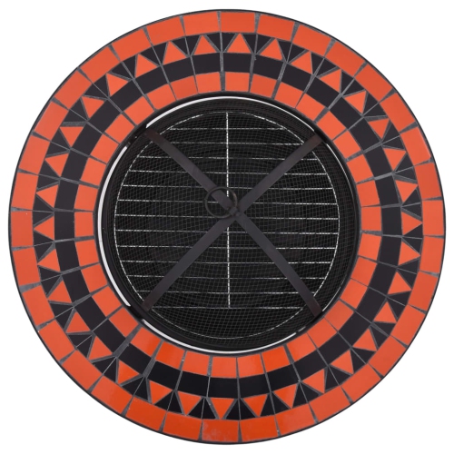 vidaXL Mosaic Fire Pit Table Terracotta and White 26.8" Ceramic
