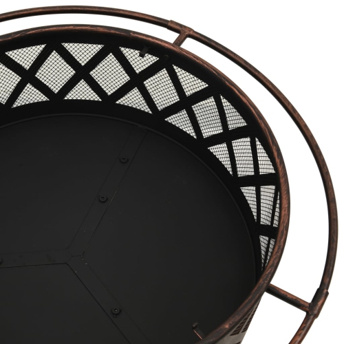 vidaXL Rustic Fire Pit with Poker 29.9 XXL Steel"