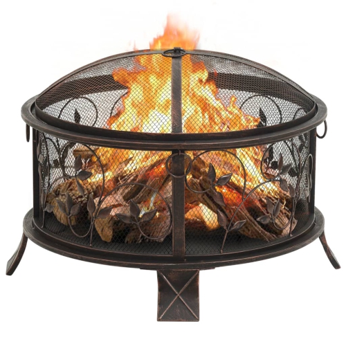 vidaXL Rustic Fire Pit with Poker 26.6 XXL Steel"