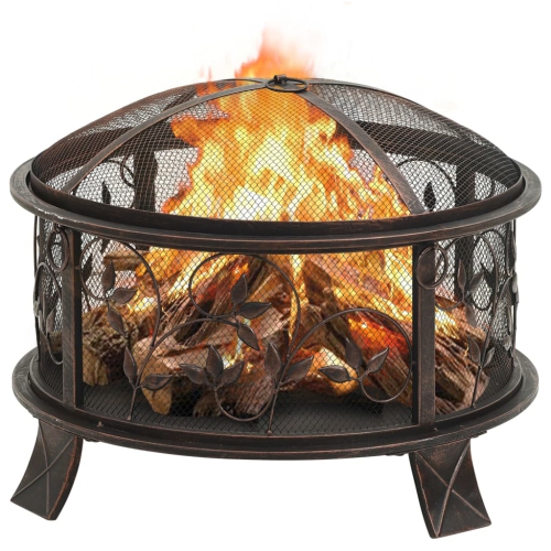 vidaXL Rustic Fire Pit with Poker 26.6 XXL Steel"