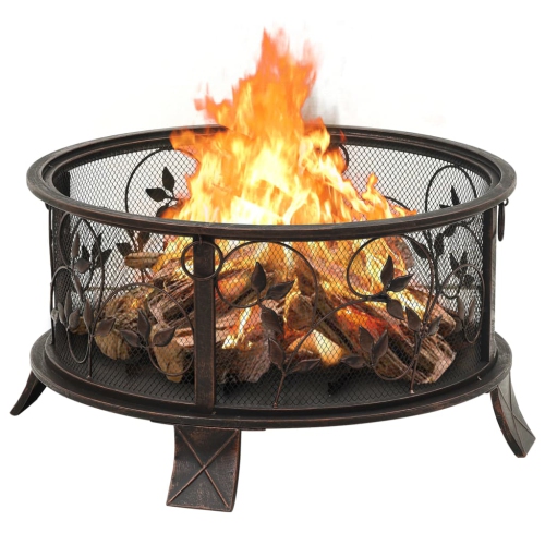 vidaXL Rustic Fire Pit with Poker 26.6 XXL Steel"