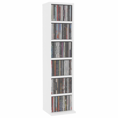 vidaXL CD Cabinet White 8.3"x9"x34.6" Chipboard