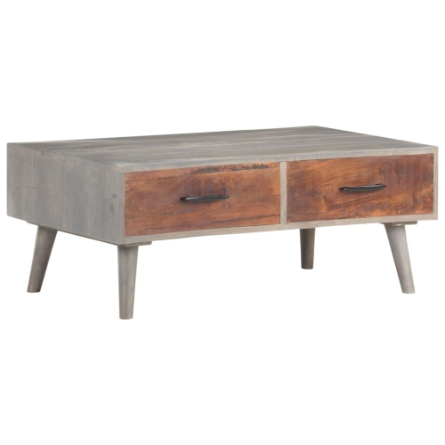 VIDAXL  Coffee Table 39.4"x23.6"x15.7" Solid Rough Mango Wood In Gray