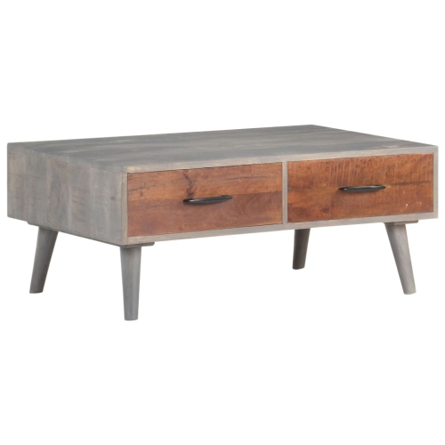 vidaXL Coffee Table Gray 39.4"x23.6"x15.7" Solid Rough Mango Wood