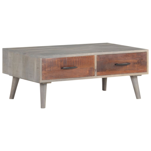 vidaXL Coffee Table Gray 39.4"x23.6"x15.7" Solid Rough Mango Wood